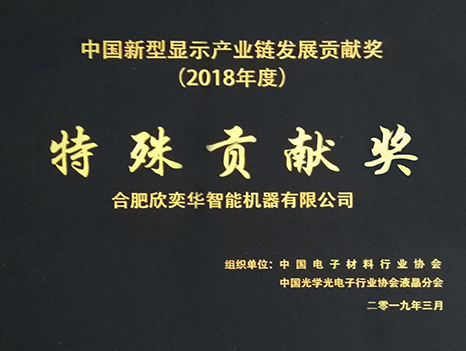 Special contribution award of China new display industry development